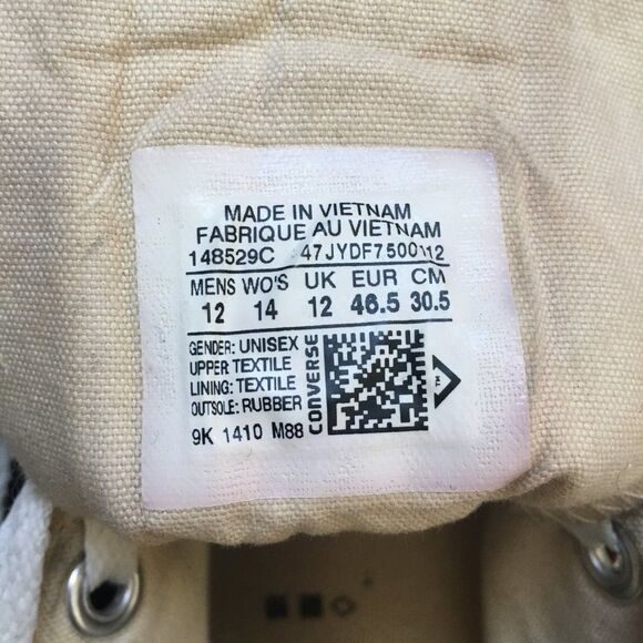 CONVERSE Red Black Gray SW Blanket Weave High Hi Top Shoes Men's 12 Women's 14 T - Picture 8 of 9